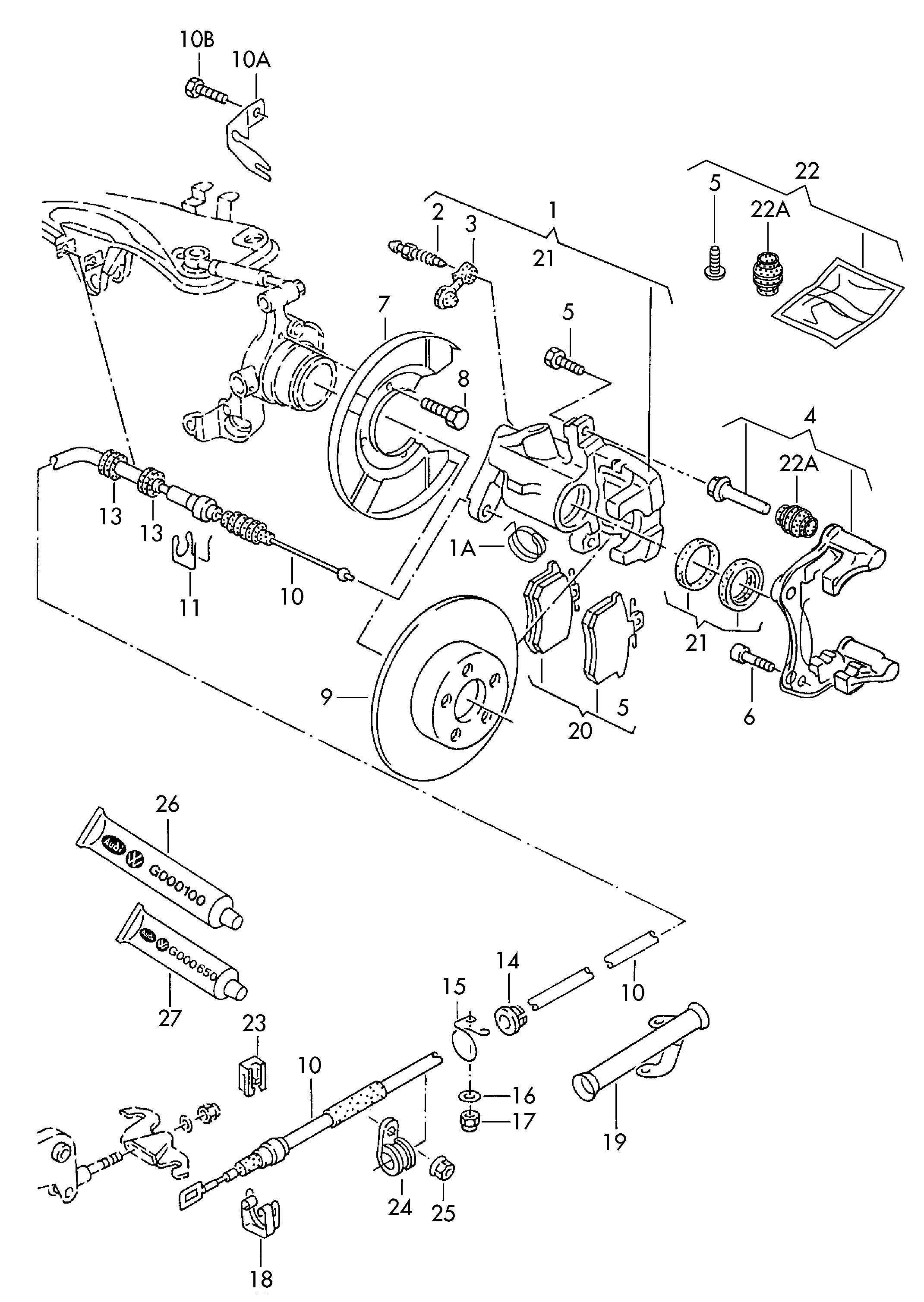 Zekkert BR-1069 - Ремкомплект тормозного суппорта задн. Audi 80 IV 86-  100 IV 90-  A6 94-  A8 97-  VW Golf III 91-  P autodnr.net