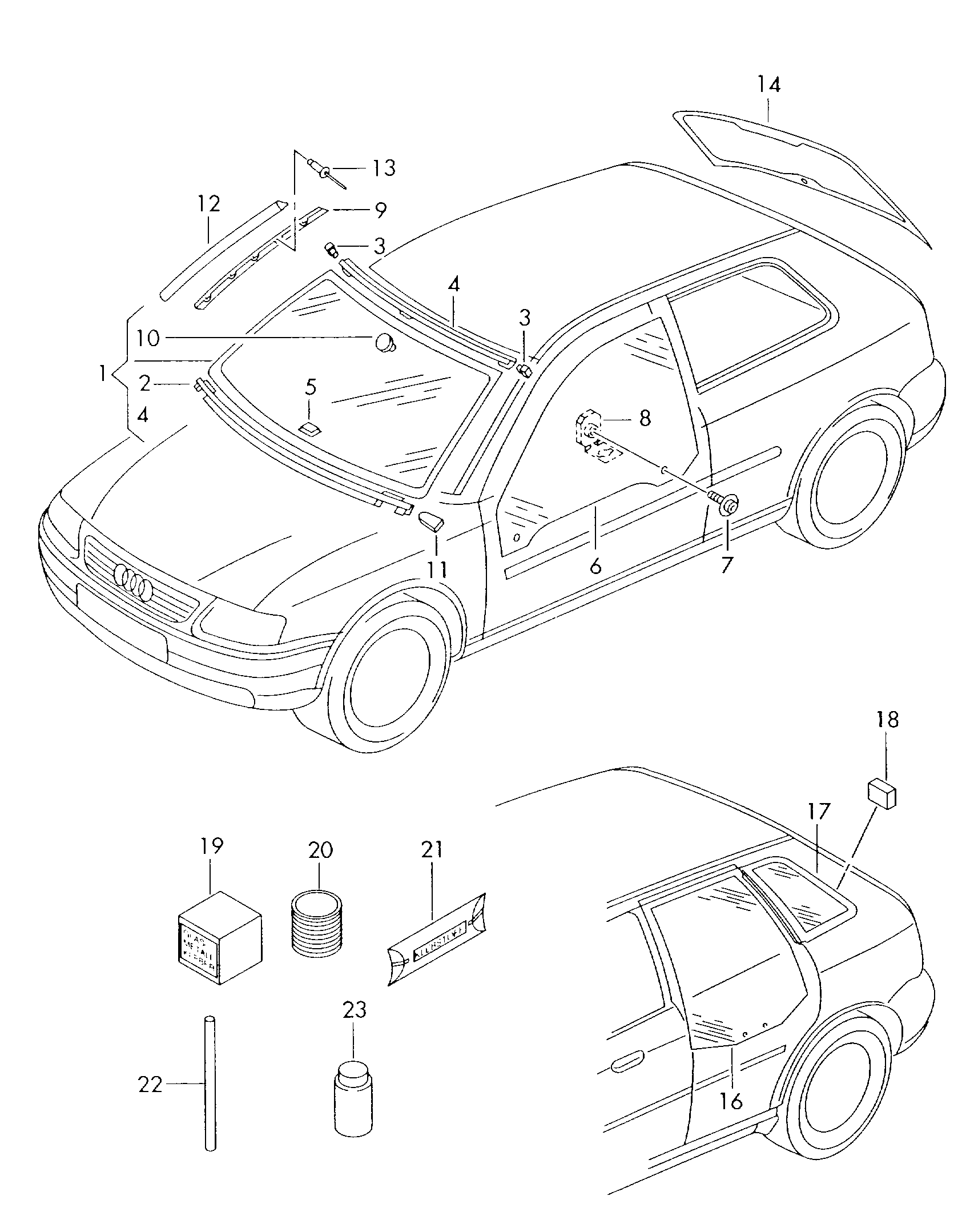 AUDI 8L4 845 205 - Бокове вікно autocars.com.ua