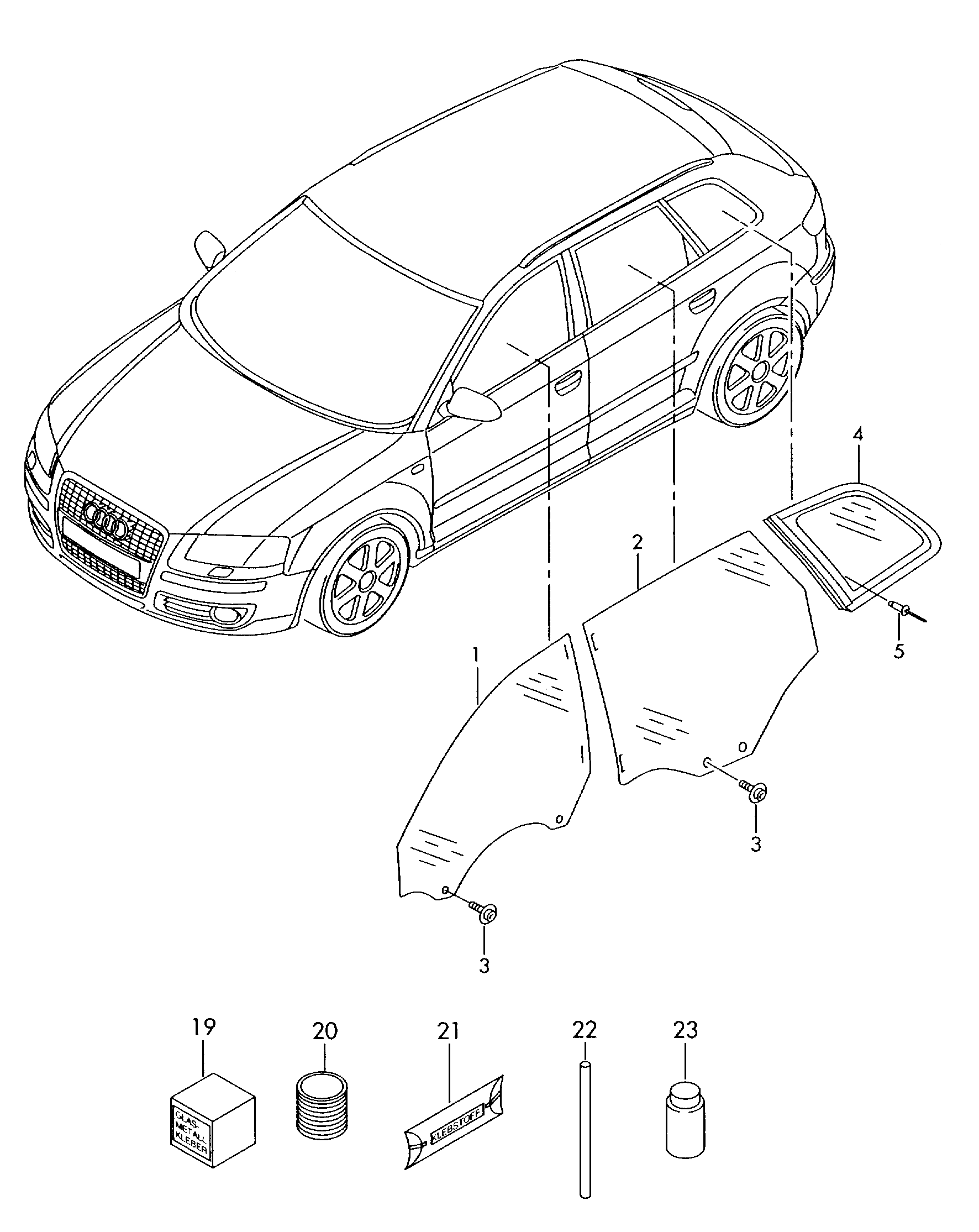 AUDI 8P4845299B - Бокове вікно autocars.com.ua