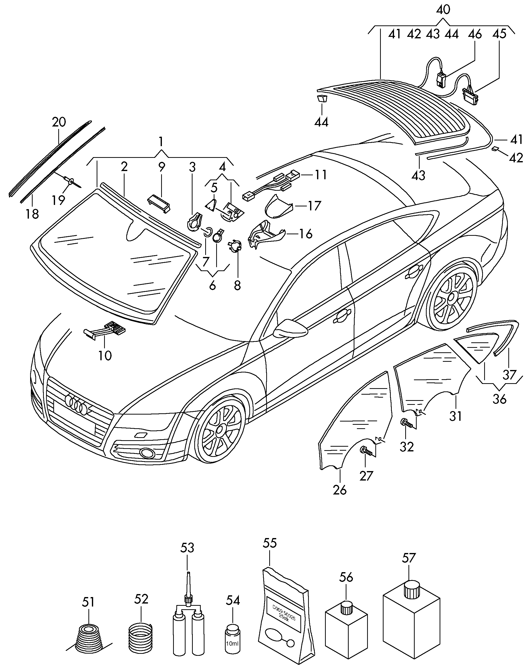 AUDI 4G8845205A - Бокове вікно двері autocars.com.ua