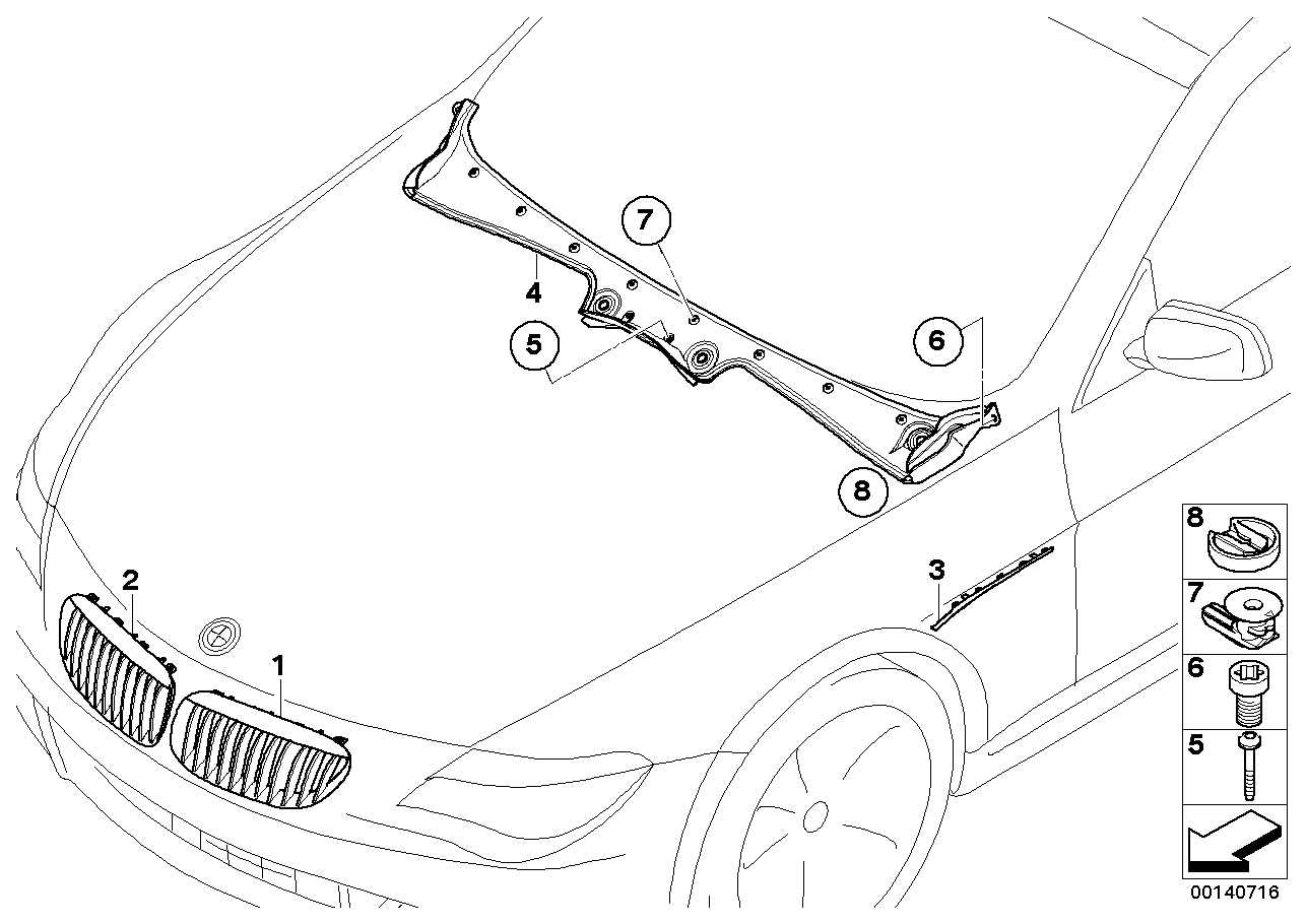 BMW 51137008916 - Решетка радиатора avtokuzovplus.com.ua