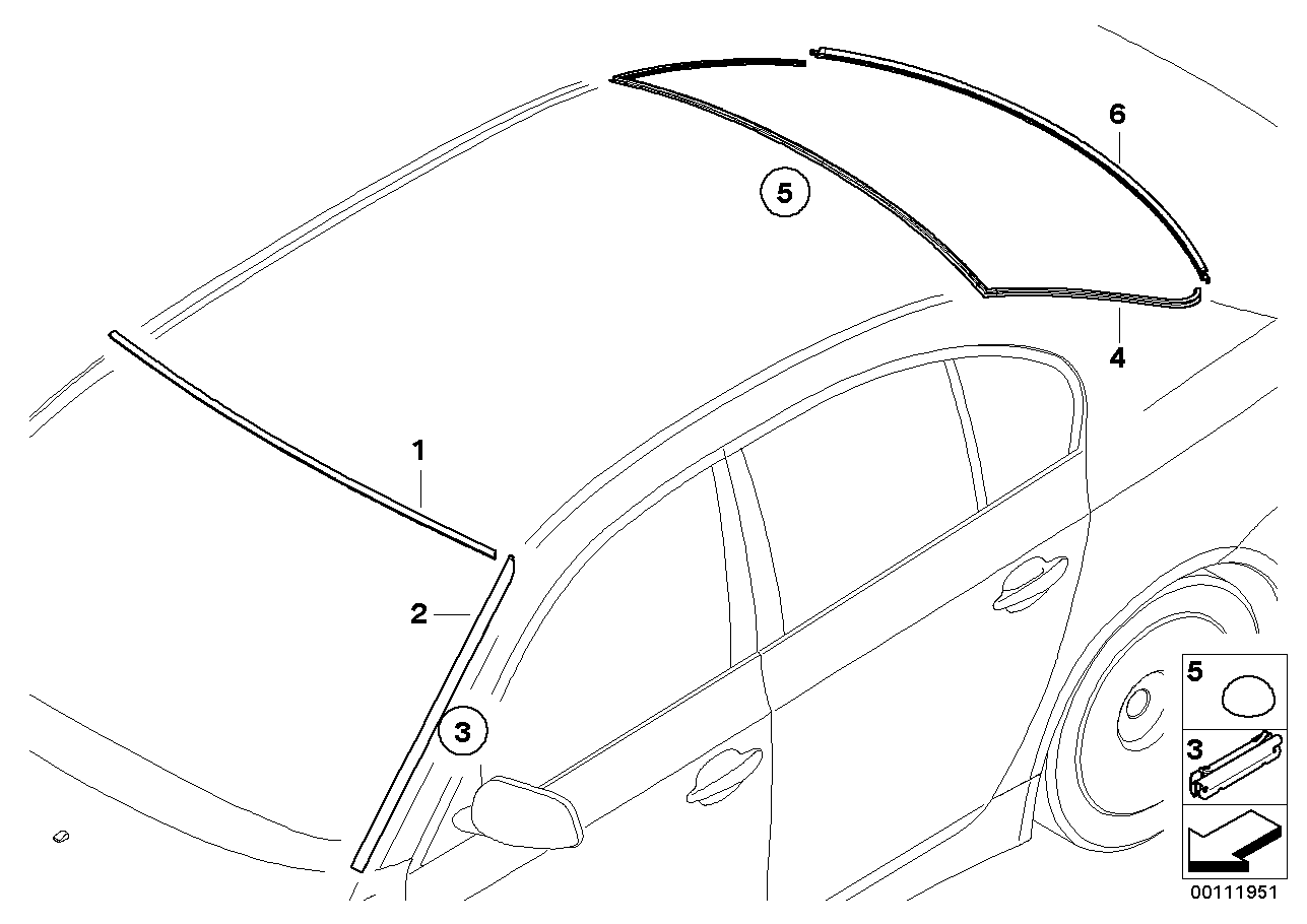 BMW 51 31 7 115 413 - Прокладка, заднє скло autocars.com.ua