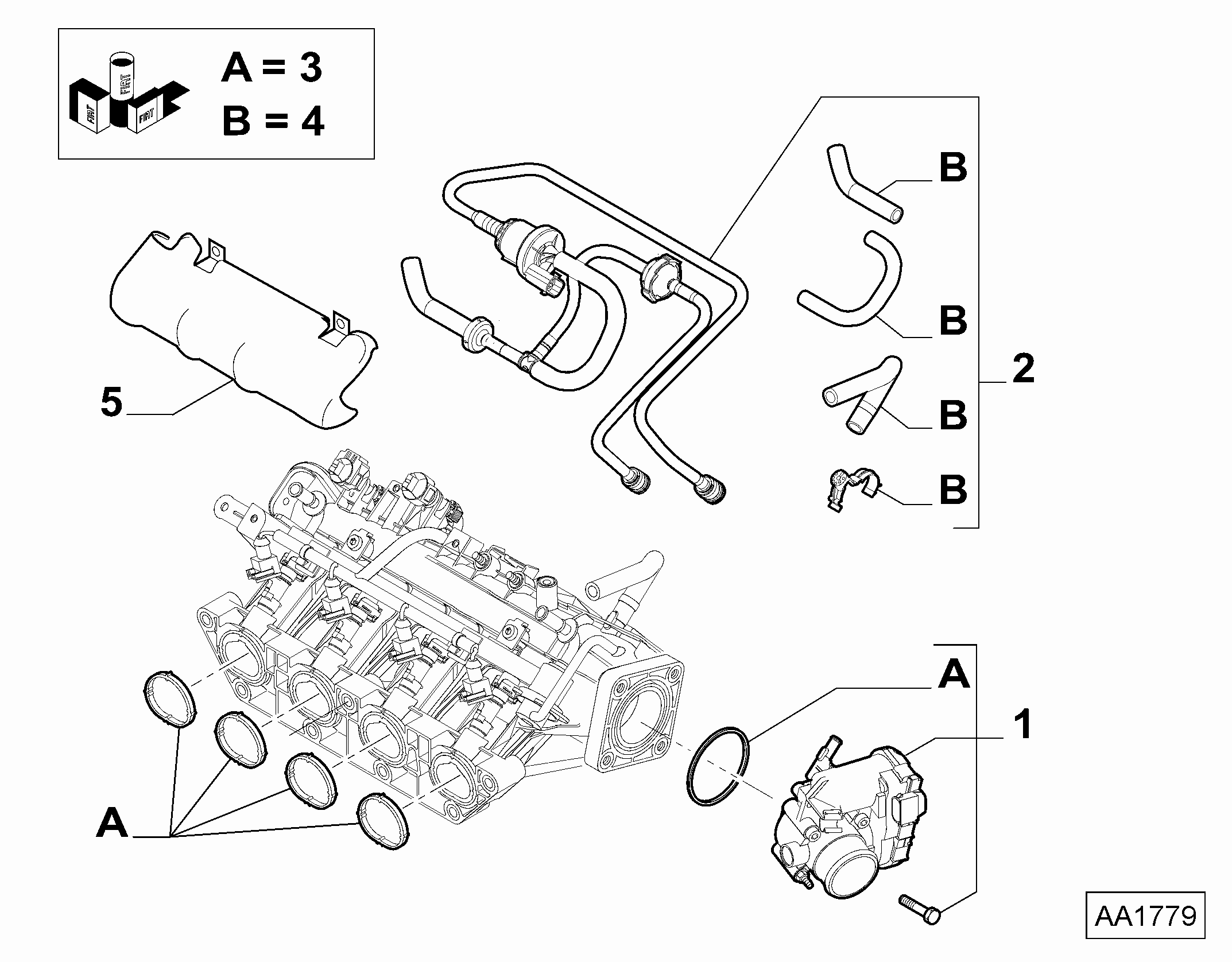 Jeep 77364551 - Комплект прокладок, впускний колектор autocars.com.ua