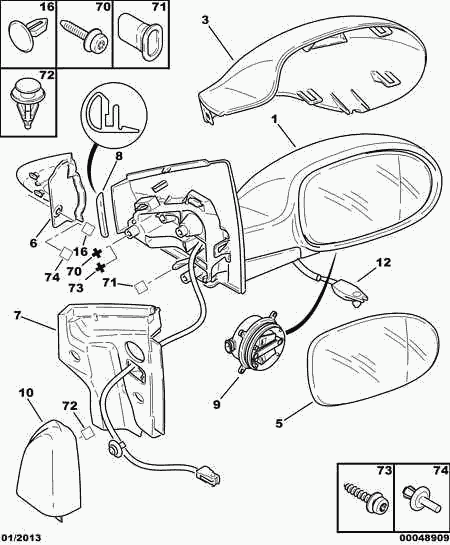 Opel 8 15 344 - PASSENGER DOOR MIRROR; RIGHT autocars.com.ua