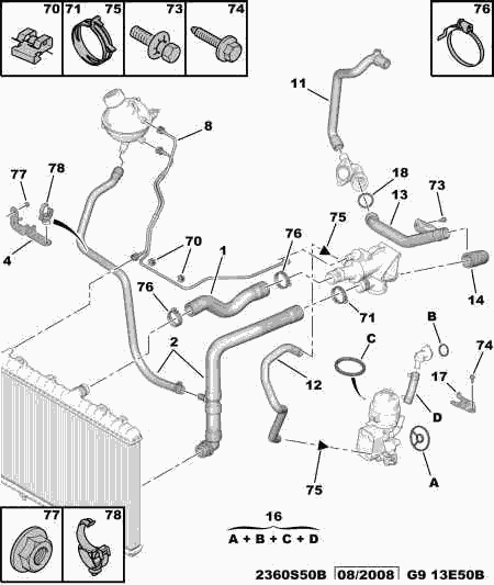 PEUGEOT 1323.Y7 - RADIATOR DEGASSING WATER PIPE autocars.com.ua