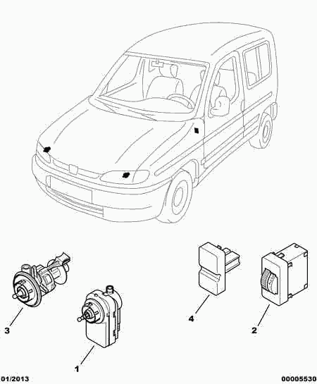 CITROËN/PEUGEOT 6224 C0 - Регулювальний елемент, регулювання кута нахилу фар autocars.com.ua