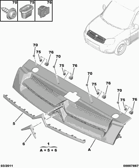 CITROËN/PEUGEOT 7804 N2 - Решітка радіатора autocars.com.ua