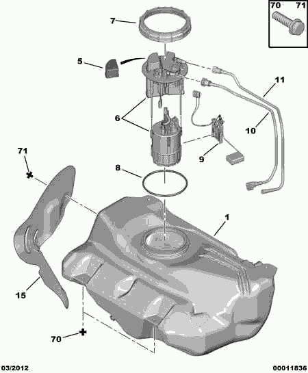 PEUGEOT (DF-PSA) 1531 36 - Прокладка, датчик рівня палива autocars.com.ua