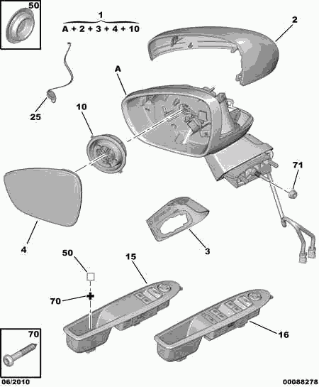 CITROËN/PEUGEOT 16 070 285 80 - Зовнішнє дзеркало autocars.com.ua