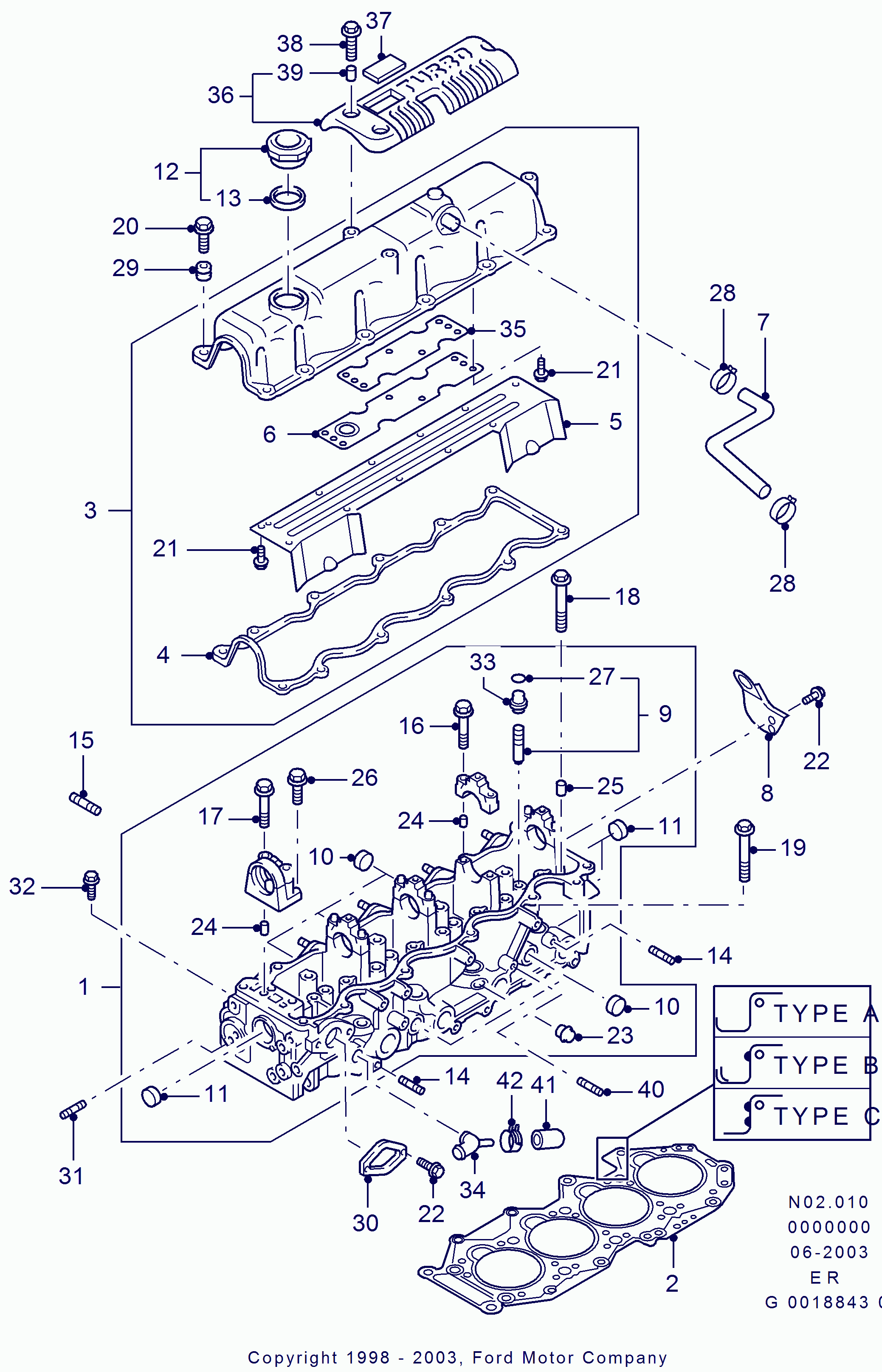 FORD 3 596 214 - Прокладка, крышка головки цилиндра avtokuzovplus.com.ua