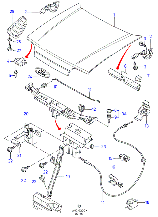 FORD 7 152 489 - Капот двигателя avtokuzovplus.com.ua