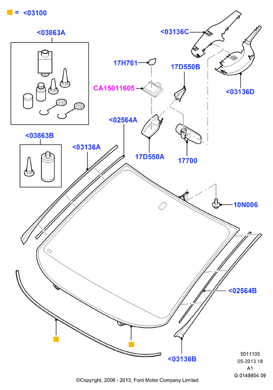 FORD 1 773 616 - Облицювання / захисна накладка, вітрове скло autocars.com.ua