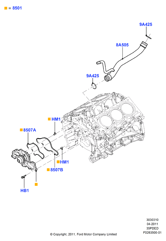 FORD USA 7T4Z 8527-A - Прокладка, фланец охлаждающей жидкости avtokuzovplus.com.ua