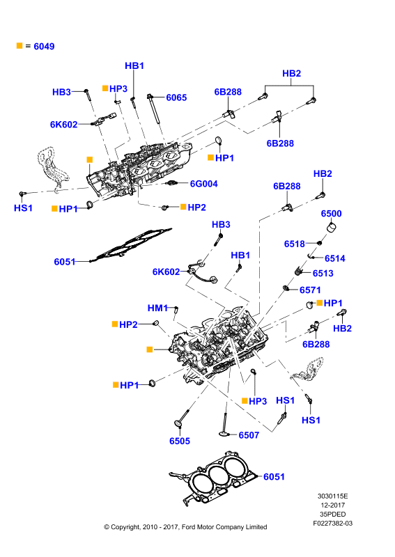 FORD AT4Z 6051-E - Кільце ущільнювача, клапанна форсунка autocars.com.ua