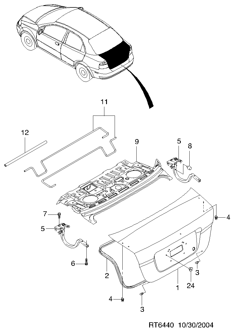 Chevrolet 96406023 - Кришка багажника / приміщення для вантажу autocars.com.ua