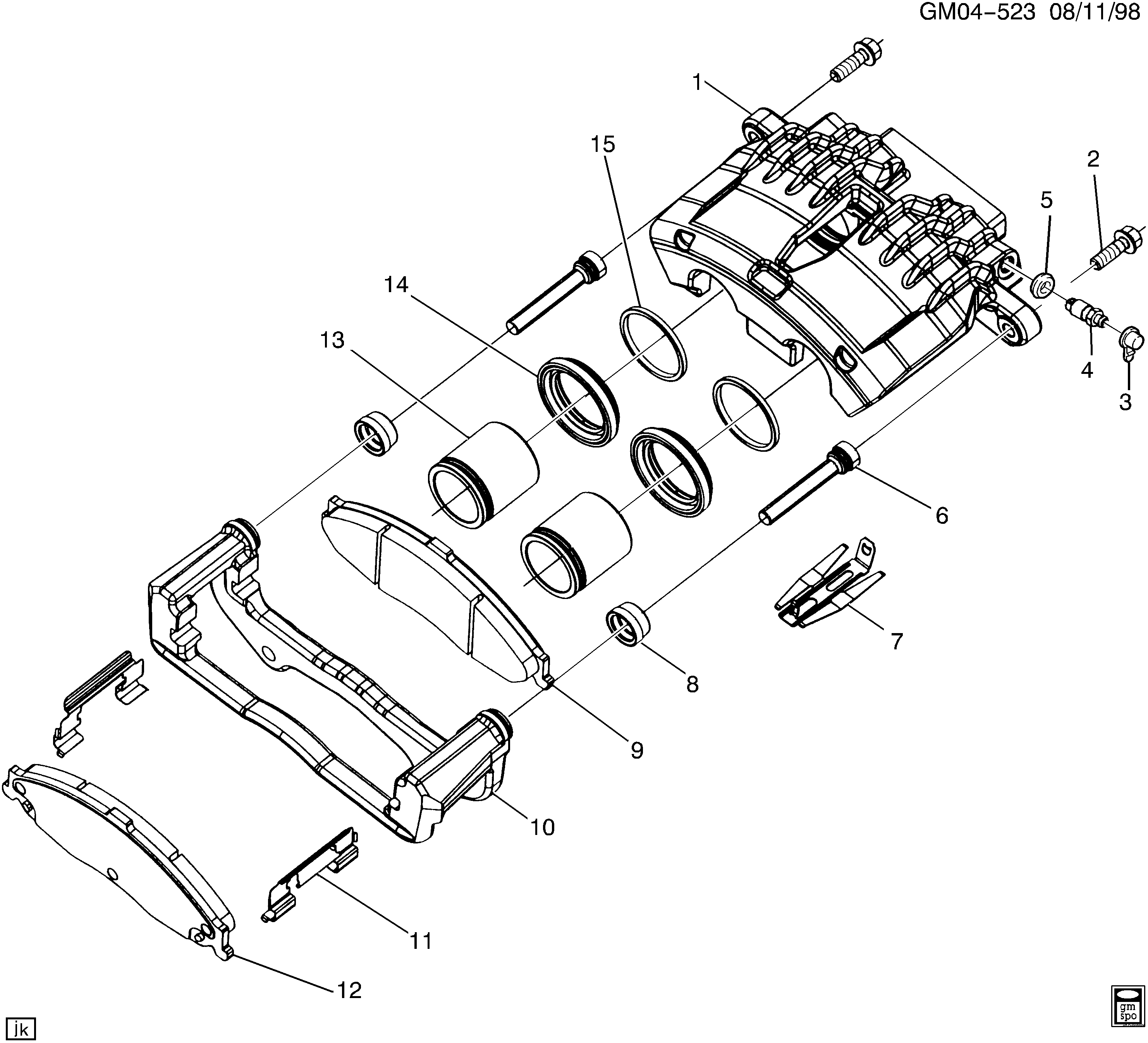Chevrolet 88964424 - Гальмівні колодки, дискові гальма autocars.com.ua