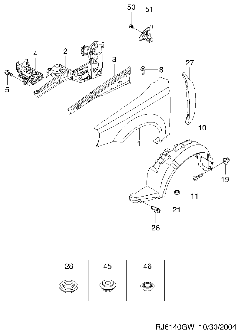 Chevrolet 96474976 - Крило autocars.com.ua