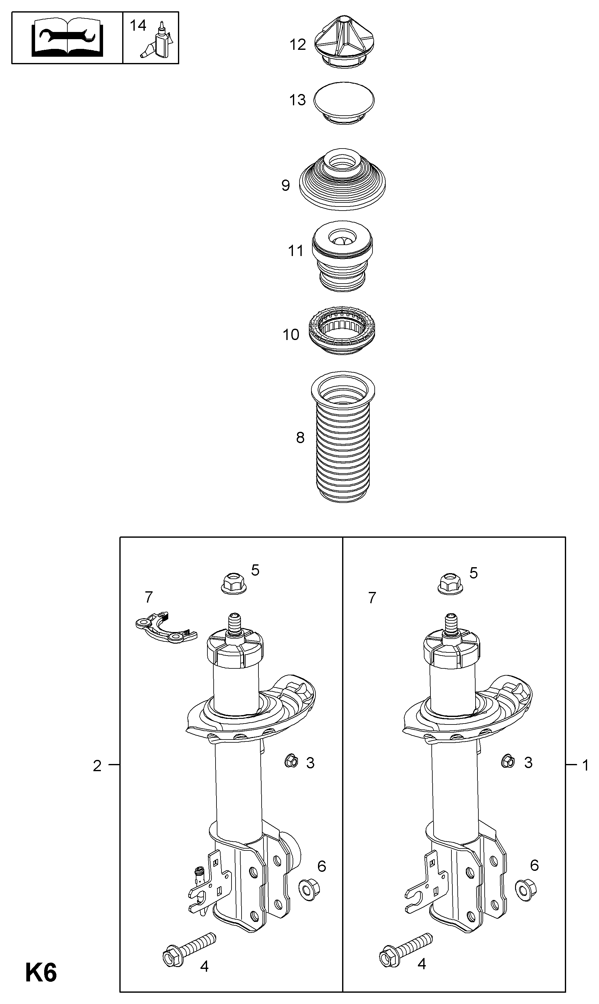 DAEWOO 344669 - SHOCK ABSORBER AND STRUT, ASSY., FRONT, RH (IDENT JH) (NLS.- USE avtokuzovplus.com.ua