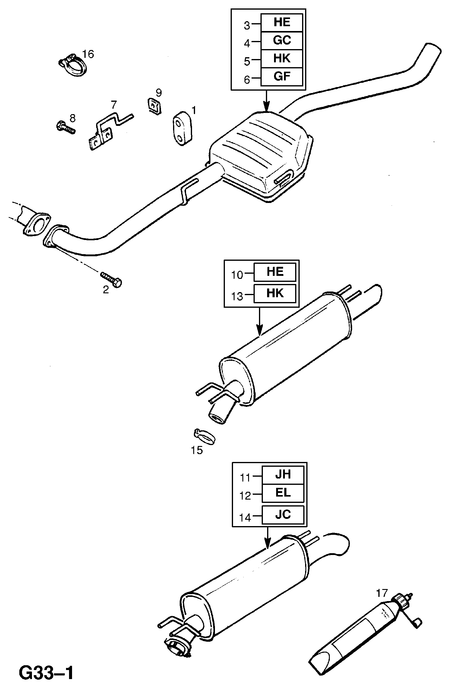 FIAT (5852845) - SILENCER AND CENTRE PIPE, ASSY., LH (IDENT HE) (NLS.- USE 905280 avtokuzovplus.com.ua