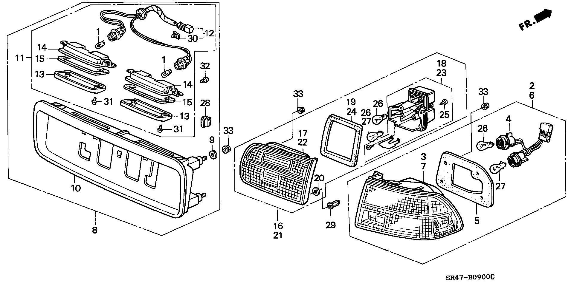 Honda 33501SR4G01 - Задний фонарь avtokuzovplus.com.ua