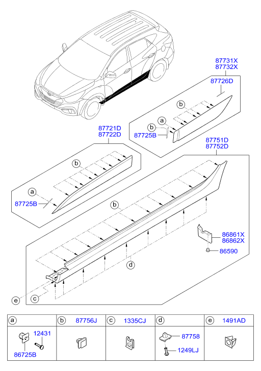 Hyundai 877582S000 - Зажим, молдинг / защитная накладка avtokuzovplus.com.ua