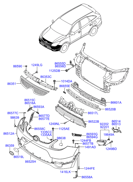 Hyundai 865113J000 - Буфер, бампер avtokuzovplus.com.ua