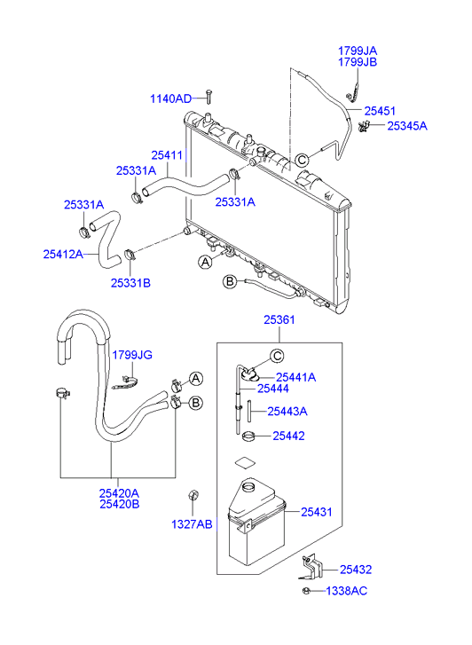 Hyundai 25412-25100 - Шланг радиатора avtokuzovplus.com.ua