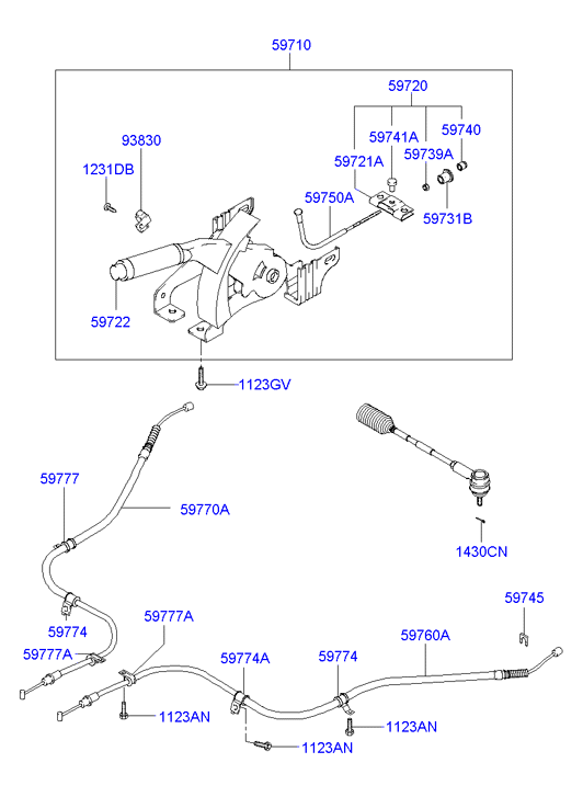 Hyundai 59777-2D010 - Трос, гальмівна система autocars.com.ua