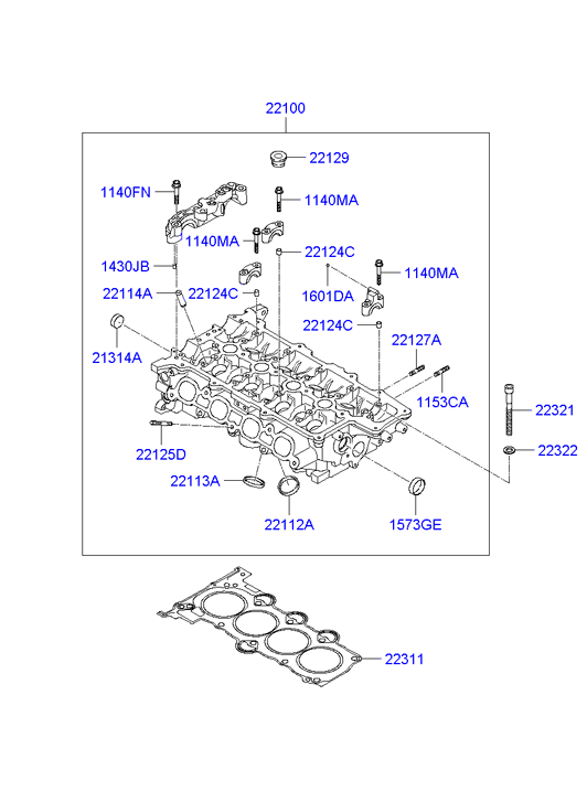 Hyundai 223112B600 - Прокладка, головка циліндра autocars.com.ua