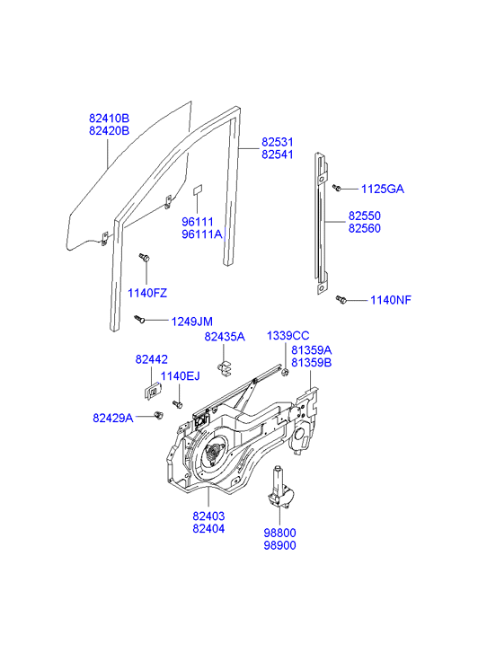 Hyundai 824502D001 - Электродвигатель, стеклоподъемник avtokuzovplus.com.ua