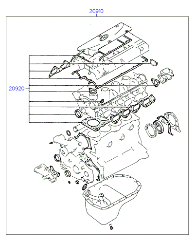 KIA 20920-33D02 - Комплект прокладок, головка циліндра autocars.com.ua