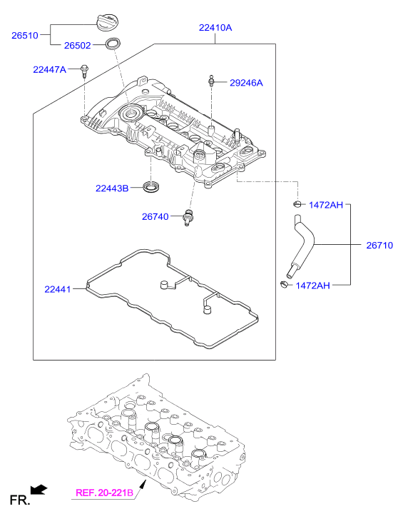 VW 22410-2E000 - Кришка головки циліндра autocars.com.ua