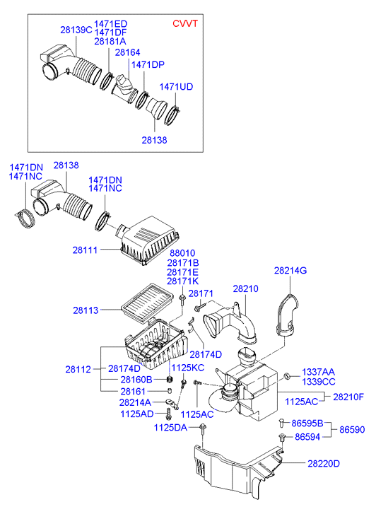 CARVILLE RACING TR55676 - Фильтр для а-м Hyundai Elantra 00- 1.6i-1.8i-2.0i-Kia Cerato I 04- 1.6i-2.0i возд. TR55676 autodnr.net