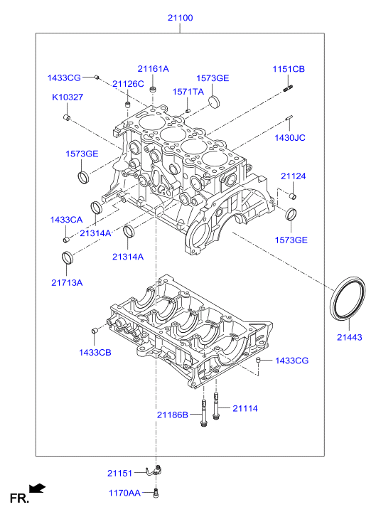 Hyundai 21443-2A000 - Уплотняющее кольцо, коленчатый вал avtokuzovplus.com.ua