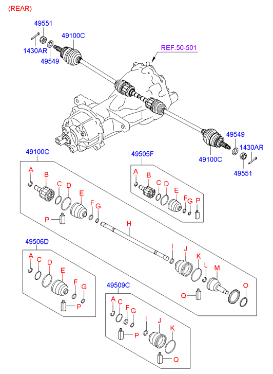 KIA 49609-2BA00 - Boot kit - rear axle wheel side avtokuzovplus.com.ua