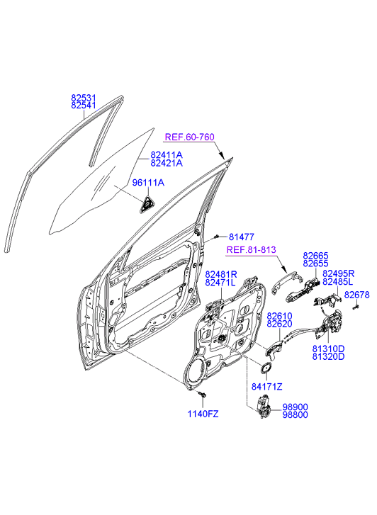 Hyundai 813102B020 - Замок двери avtokuzovplus.com.ua