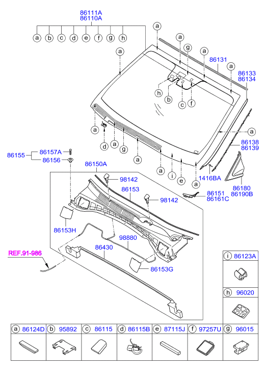 Hyundai 86131 2W000 - Облицовка / защитная накладка, ветровое стекло avtokuzovplus.com.ua