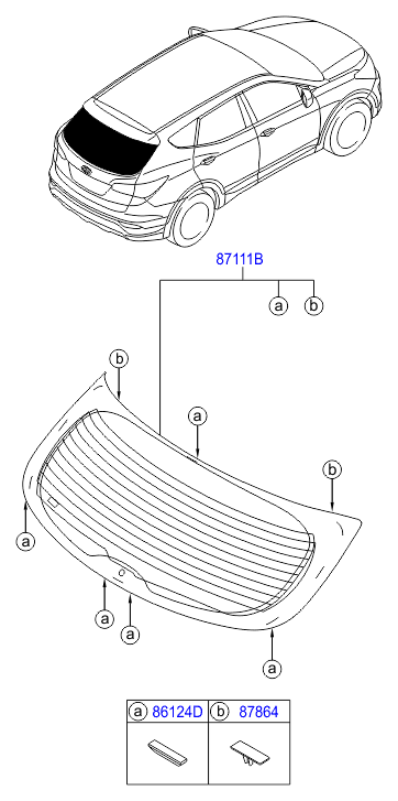 Hyundai 871102W000 - Заднє скло autocars.com.ua