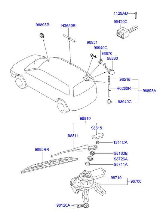 Hyundai 9882017000 - Щітка склоочисника autocars.com.ua