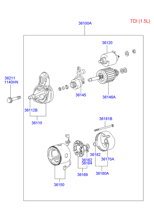 Hyundai 3612023001 - Тягове реле, стартер autocars.com.ua