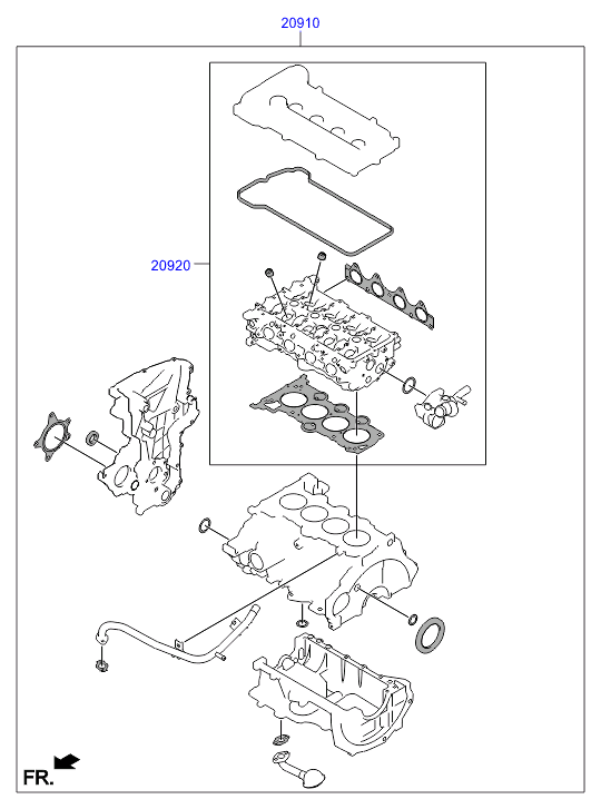 Hyundai 20920-2BU03 - Комплект прокладок, головка циліндра autocars.com.ua