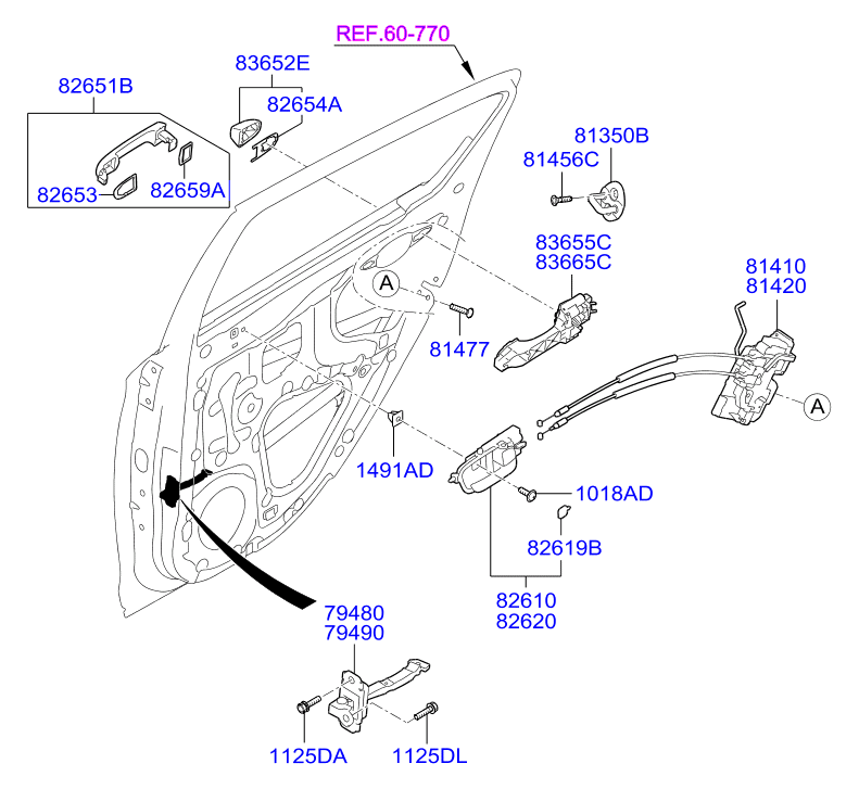 Hyundai 826511J050 - Ручка двери avtokuzovplus.com.ua