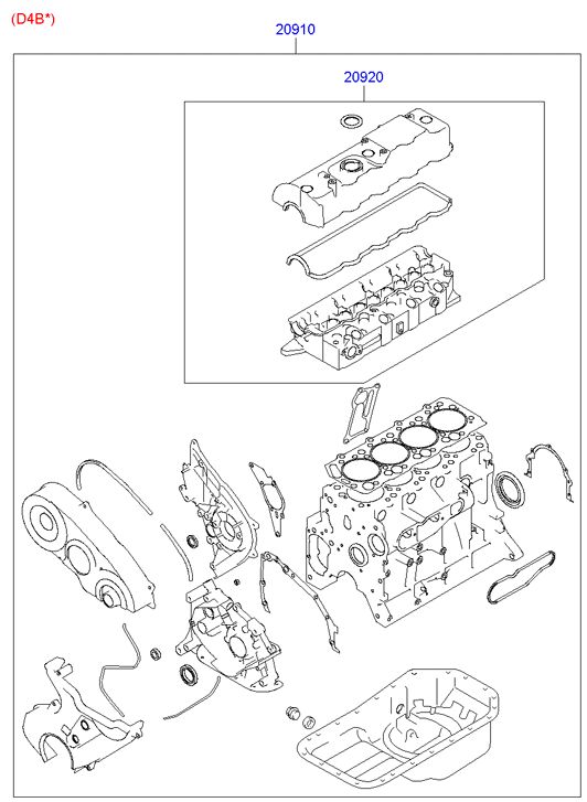 Hyundai SD001046 - Комплект прокладок, двигун autocars.com.ua