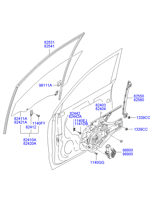 Hyundai 82460-2E000 - Электродвигатель, стеклоподъемник avtokuzovplus.com.ua