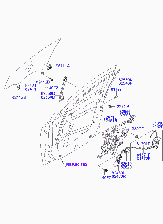 Hyundai 824112S010 - Боковое стекло avtokuzovplus.com.ua