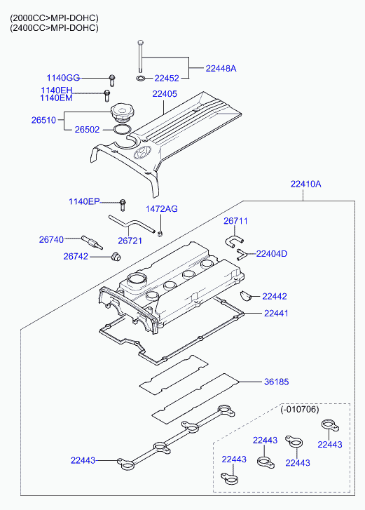 Hyundai 2674032804 - Клапан, відведення повітря з картера autocars.com.ua