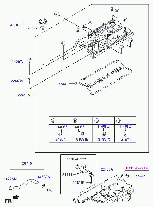 Hyundai 22441-4A700 - Прокладка, кришка головки циліндра autocars.com.ua