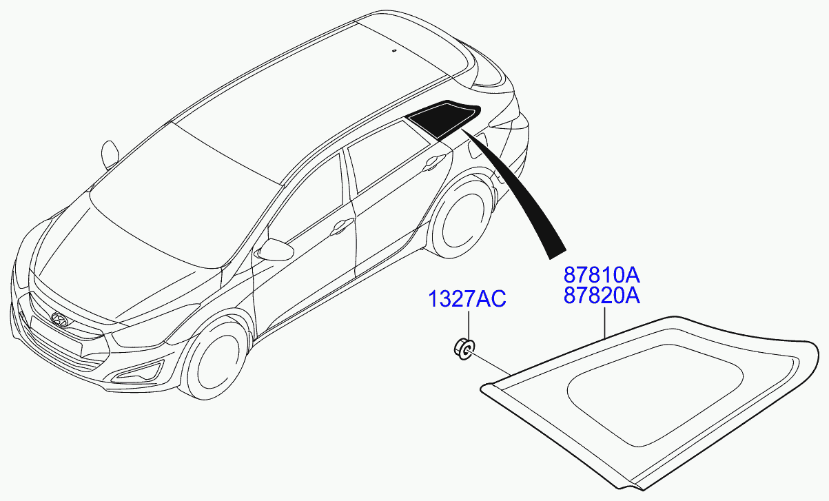 Hyundai 878203Z300 - Glass & moulding assy - quarter fixed, rh autocars.com.ua