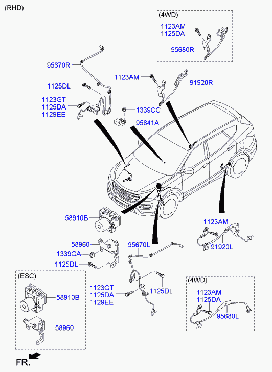 Hyundai 95680B8500 - Датчик ABS, частота вращения колеса avtokuzovplus.com.ua