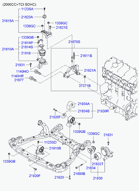 Hyundai 21832-3K000 - Подушка, опора, подвеска двигателя avtokuzovplus.com.ua